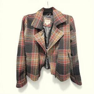 Juniors Mossimo Black Plaid Wool-Blend Coat